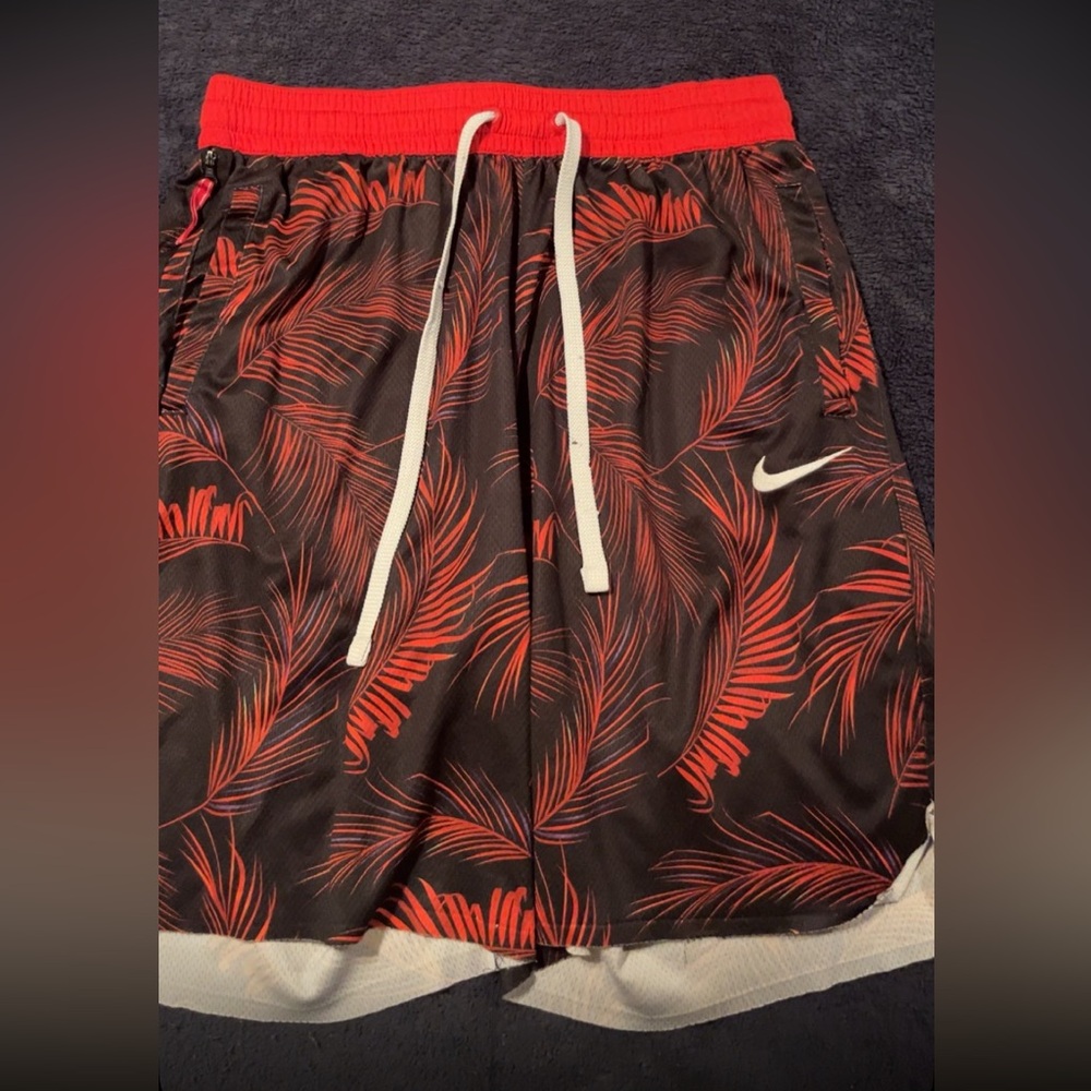 Nike Black and Red Feather Pattern Shorts